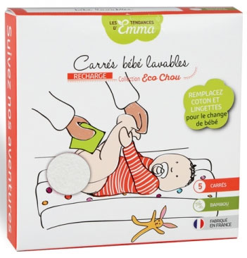 Les tendances d'Emma - Lot de 5 carrés bébé lavables - Boutique bio