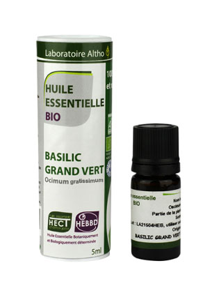 Huile essentielle Bio de Basilic Grand vert 5 ml