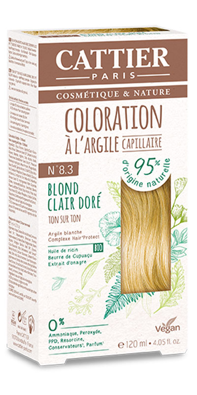 Cattier - Coloration à l'argile ton sur ton blond clair doré 8.3 ...