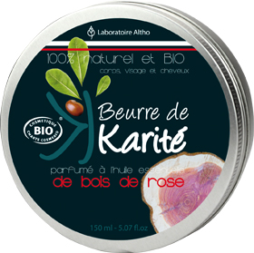 Beurre de karité à l\'huile essentielle de Bois de Rose 150 ml