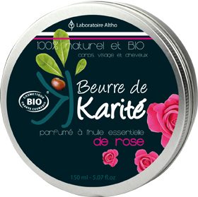 Beurre de karité à l\'huile essentielle de Rose et de Géranium 150 ml