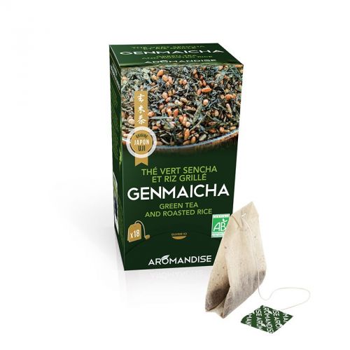 Thé vert Sencha et riz grillé Genmaicha 18 infusettes